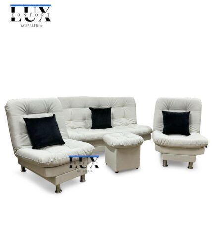 Sala reclinable antirasguño color blanco, cómoda y elegante